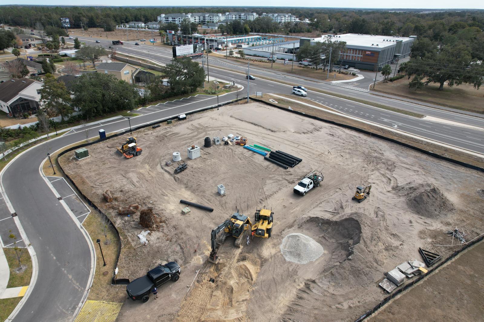 Aerial view of ROW Solutions site development